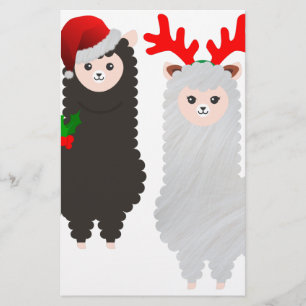 christmas reindeer alpacas stationery