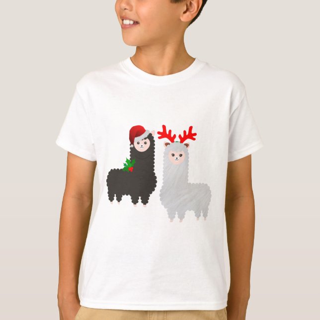 christmas reindeer alpacas T-Shirt (Front)