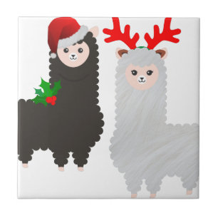 christmas reindeer alpacas tile