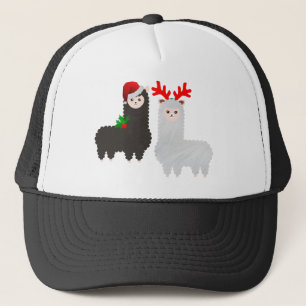 christmas reindeer alpacas trucker hat