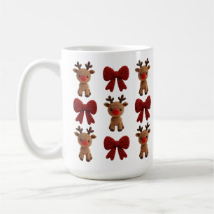 Christmas Reindeer and Bows Coquette yarn Coffee Mug