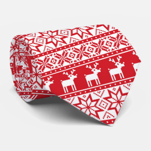 Christmas Reindeer and snowflake ugly sweater tie