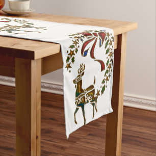 Christmas Reindeer and Stars Short Table Runner