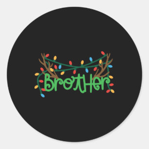 Christmas Reindeer Antlers Brother T Shirt  Classic Round Sticker