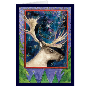 Christmas Reindeer at Night with a Star Thank You