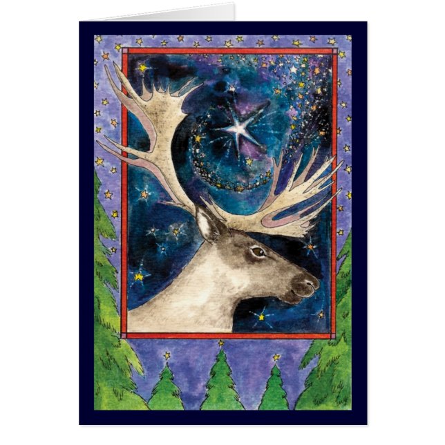 Christmas Reindeer at Night with a Star Thank You (Front)