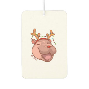 Christmas Reindeer Baby Hippo Moo Deng Xmas Cute Z Air Freshener