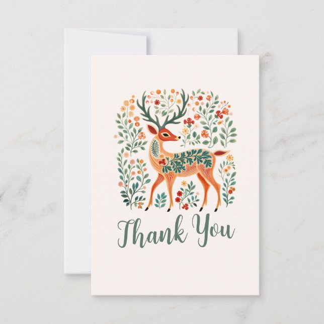 Christmas Reindeer Baby Shower 'Oh Deer' Thank You Card (Front)