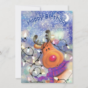 Christmas Reindeer Birthday Card