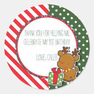 Christmas Reindeer Birthday Holiday Custom Sticker