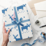 Christmas reindeer. Blue woodland animal pattern Wrapping Paper<br><div class="desc">Christmas blue woodland reindeer pattern Wrapping Paper for winter holiday gift.</div>