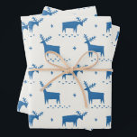 Christmas reindeer. Blue woodland animal pattern Wrapping Paper Sheet<br><div class="desc">Christmas blue woodland reindeer pattern Wrapping Paper Sheets for winter holiday gift.</div>