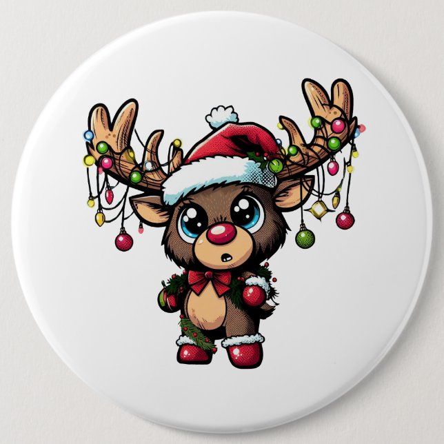 Christmas Reindeer Button (Front)