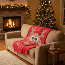 Christmas Reindeer Cartoon Named Red Script
