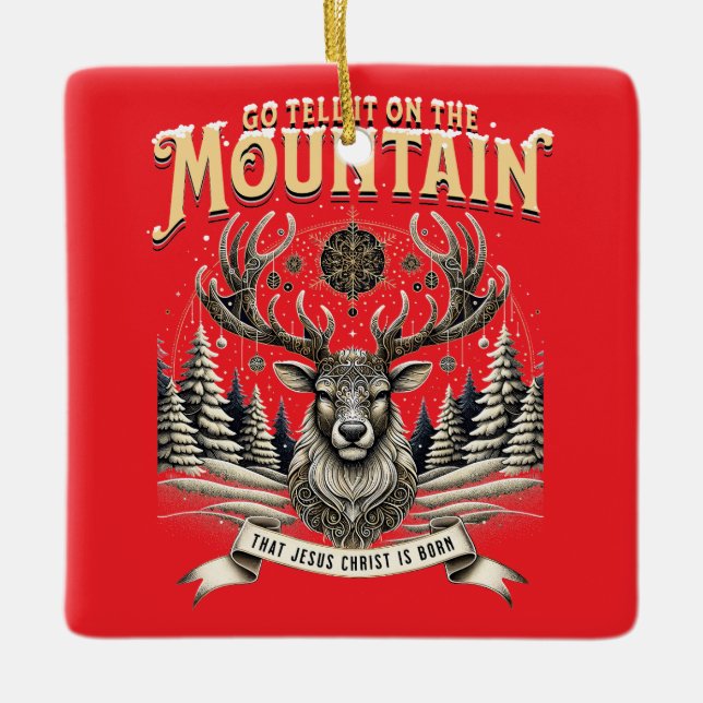 Christmas Reindeer Ceramic Ornament (Front)