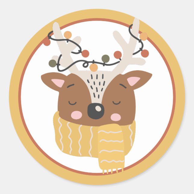 Christmas Reindeer  Classic Round Sticker (Front)