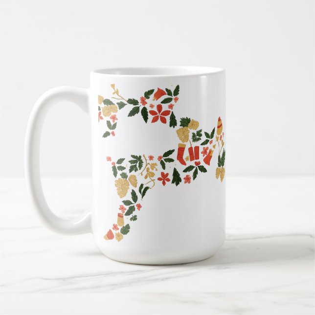 Christmas Reindeer Collage – Festive Holida Coffee Mug (Left)