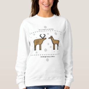Christmas Reindeer Couple Add Names and Year Sweatshirt