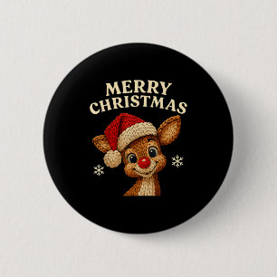 Christmas Reindeer Crochet Cute Merry Christmas Re 2 Inch Round Button