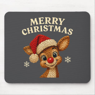 Christmas Reindeer Crochet Cute Merry Christmas Re Mouse Pad