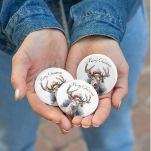 Christmas Reindeer, customizable 1 Inch Round Button