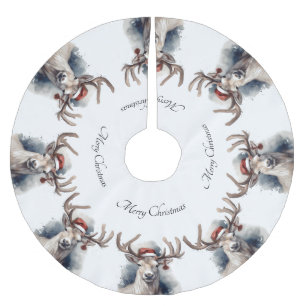 Christmas Reindeer, customizable Brushed Polyester Tree Skirt