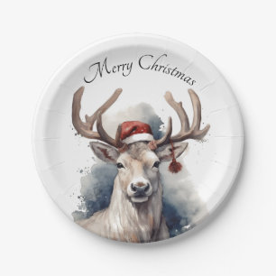 Christmas Reindeer, customizable Paper Plate