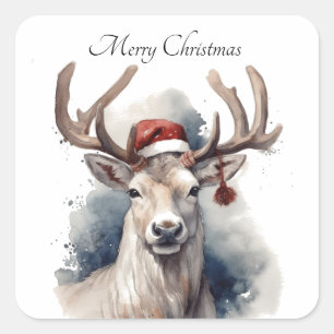 Christmas Reindeer, customizable Square Sticker