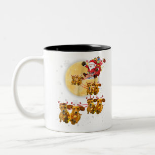 Christmas Reindeer Dachshund Dog Shirts Funny Two-Tone Coffee Mug