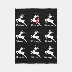 Christmas Reindeer Dancer Ballet Ballerina Dance T Fleece Blanket