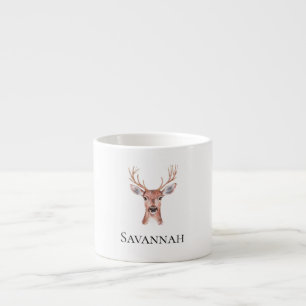 Christmas Reindeer Deer Personalized Name Espresso Cup
