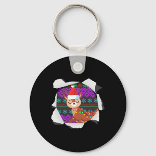 Christmas Reindeer Design Ugly Chrismas  Keychain