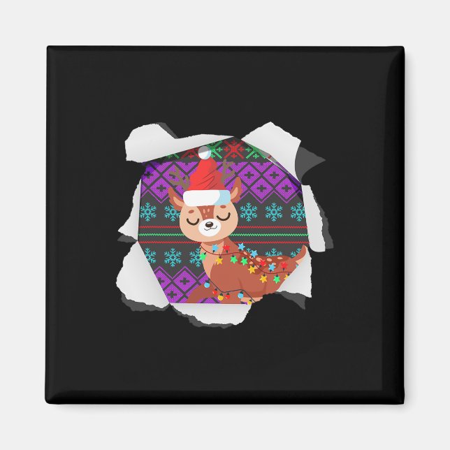 Christmas Reindeer Design Ugly Chrismas  Magnet (Front)
