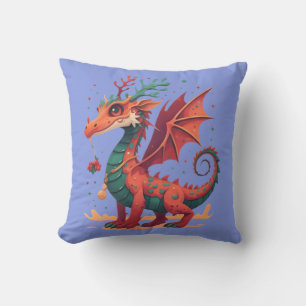 Christmas Reindeer Dragon Abstract Stylish Cartoon Throw Pillow