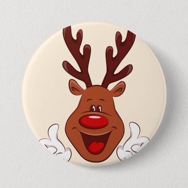 Christmas Reindeer face 3 Inch Round Button (Front)
