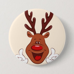 Christmas Reindeer face 3 Inch Round Button