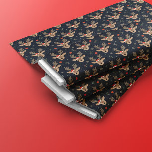 Christmas Reindeer Face Seamless Pattern Fabric