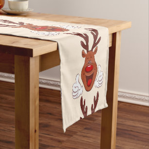 Christmas Reindeer face Short Table Runner
