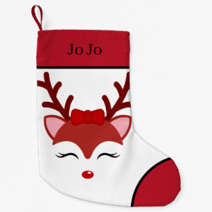 Christmas Reindeer face Small Christmas Stocking