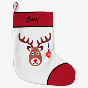 Christmas Reindeer face Small Christmas Stocking