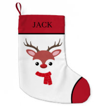 Christmas Reindeer face Small Christmas Stocking