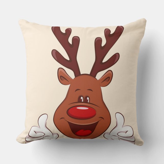 Christmas Reindeer face Throw Pillow (Front)