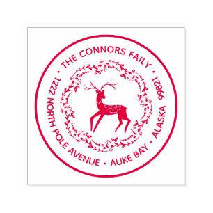 Christmas Reindeer Family Return Address Self-inking Stamp