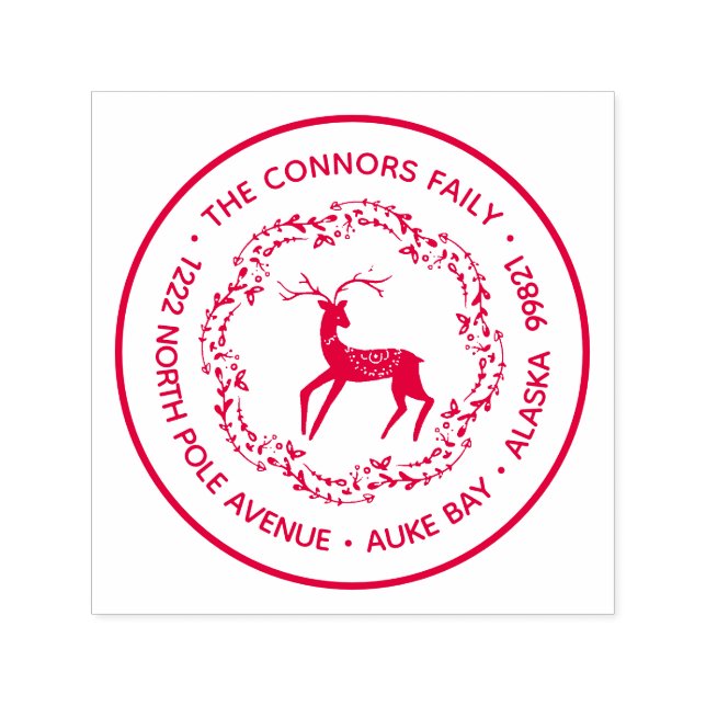 Christmas Reindeer Family Return Address Self-inking Stamp (Design)