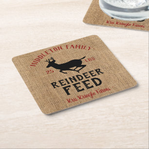 Christmas 🦌 Reindeer Feed Square Paper Coaster