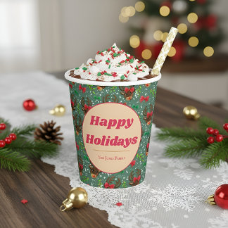 Christmas Reindeer Forest green Paper Cups
