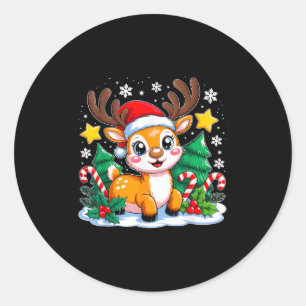Christmas Reindeer Funny Xmas Squad Boys Girls Tod Classic Round Sticker