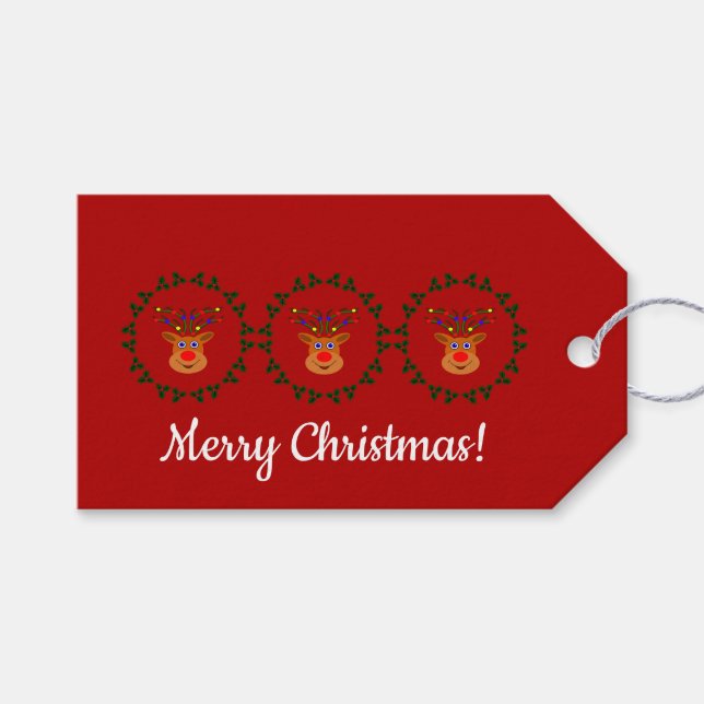 Christmas Reindeer Gift Tag (Front (Horizontal))
