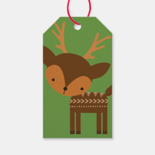 Christmas Reindeer Green Custom Gift Tags