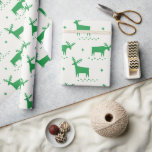 Christmas reindeer. Green woodland animal pattern Wrapping Paper<br><div class="desc">Christmas green woodland reindeer pattern Wrapping Paper for winter holiday gift.</div>